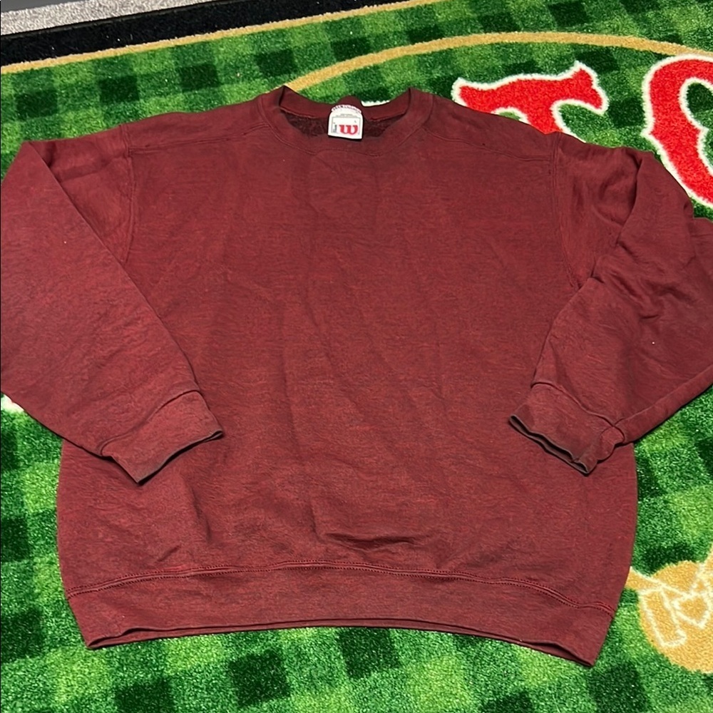 Vintage 90s Wilson Mens L Distressed Blank Crewneck Sweatshirt Heather Red